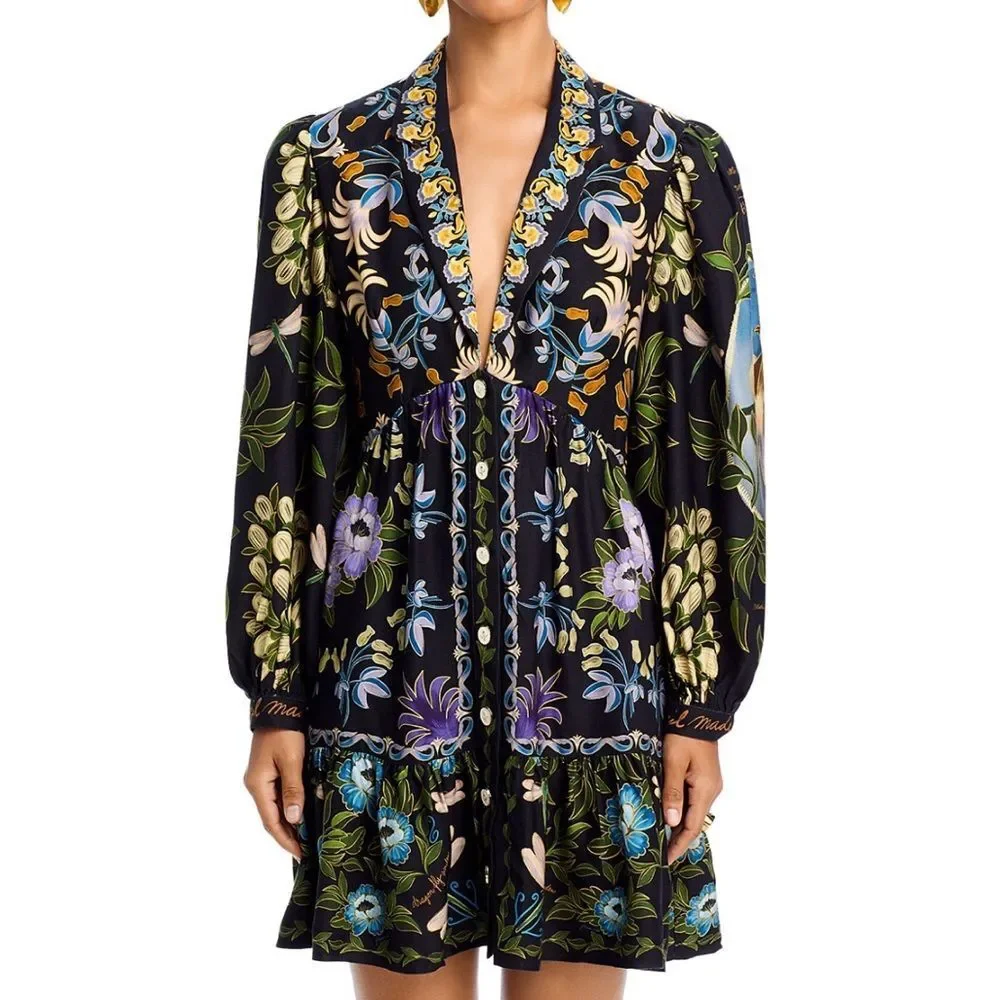 NWOT Farm Rio Winter Garden Mini Dress Winter Garden Cream Women XXS(MSRP$260) - Picture 2 of 14